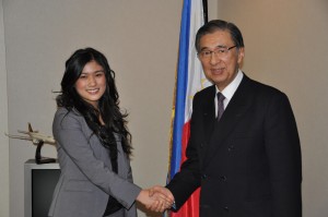 Ms. Carmina Mancenon, youth representative to the World Economic Forum, with Ambassador Domingo L. Siazon, Jr.