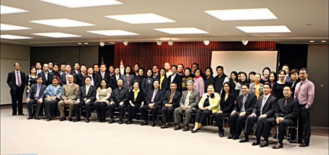 The officers and staff of the Philippine Embassy in Tokyo at the Embassy’s celebration of the 25th Anniversary of the People Power Revolution. (Photo courtesy of the Philippine Embassy, Tokyo)