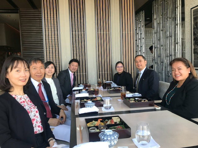 Deputy Chief of Mission Eduardo M.R. Meñez  (second from right) hosts a New Year lunch for the officials of Japan Aerospace Exploration Agency (JAXA) and the Ministry of Education, Culture, Sports and Technology (MEXT) to discuss  possible areas of cooperation on science and technology and space education.