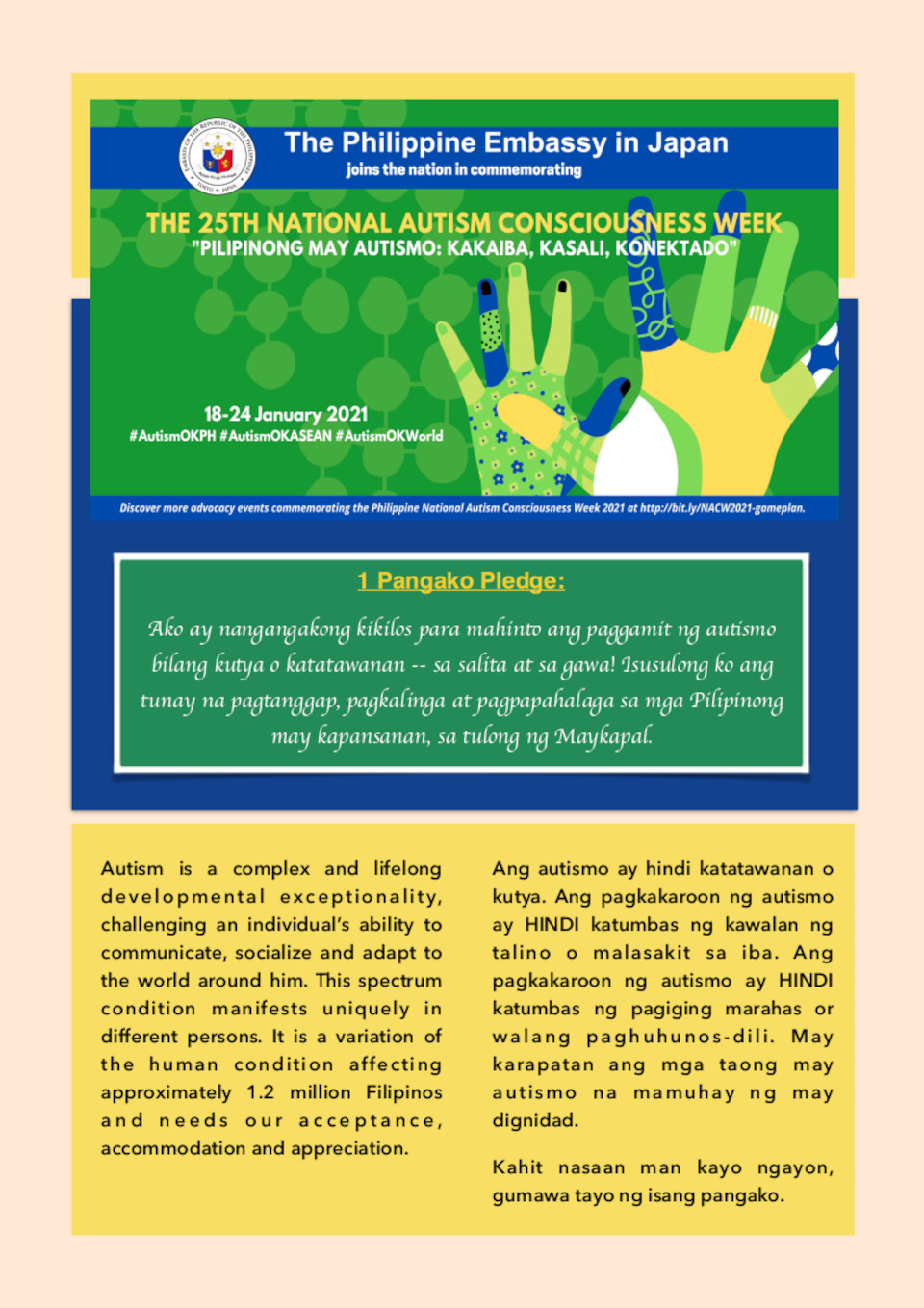 25th National Autism Consciousness Week Philippine Embassy Tokyo, Japan