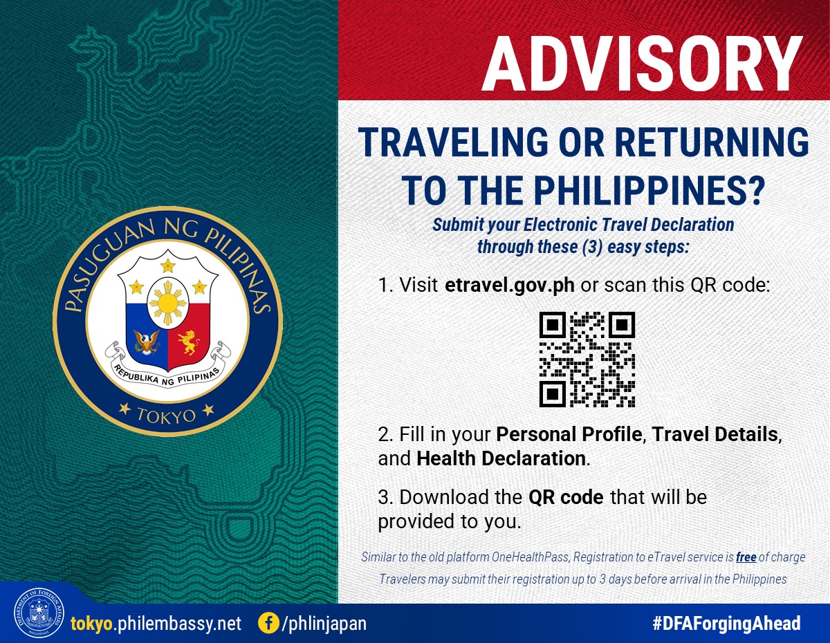 ADVISORY New Online Registration System for Inbound Travelers to the